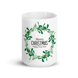 Pine Wreath Christmas Mug ShellMiddy Pine Wreath Christmas Mug Mug Merry Christmas Happy New Year Mug white-glossy-mug-15oz-front-view-6340db8884535 white-glossy-mug-15oz-front-view-6340db8884535-0